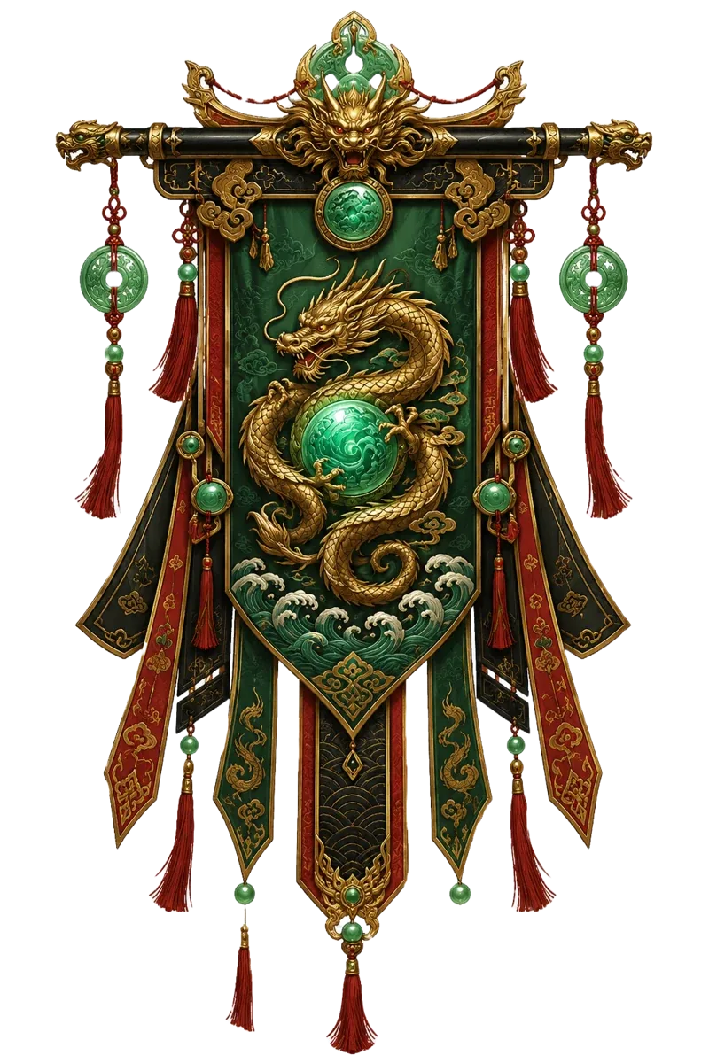 The Jade Falls heraldic banner