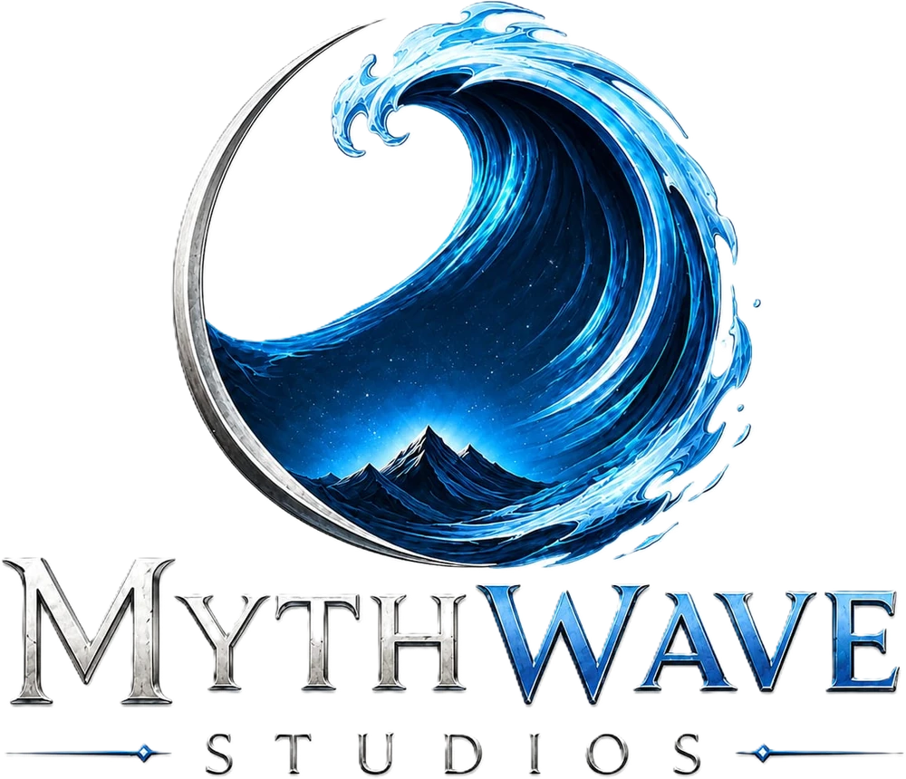 MythWave Studios wave emblem and official wordmark